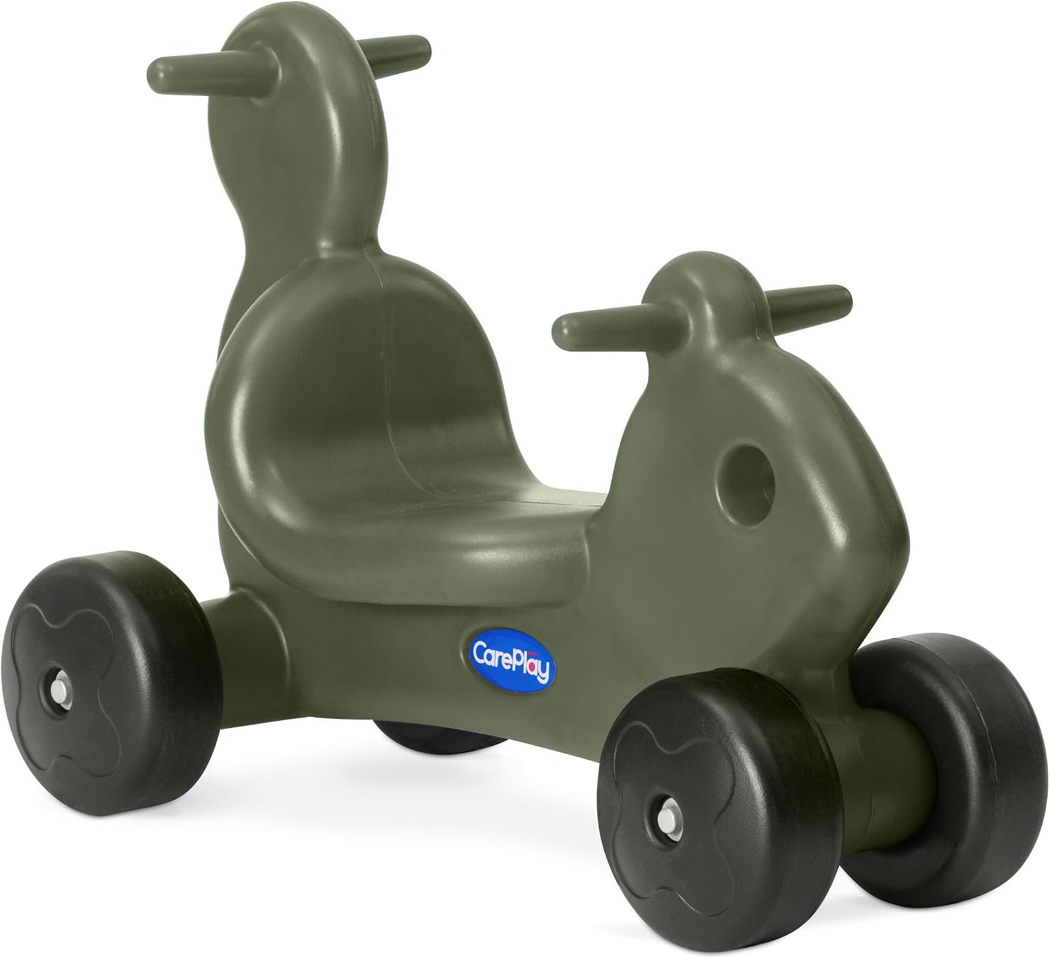 Careplay 2-in-1 Squirrel Push & Ride-on Toy, Indoor & Outdoor Use, Earth Tone Color, Recommended for Children up to 50lbs, Made in The USA, Moss Green