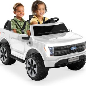 Best Choice Products Licensed Ford F-150 Lightning Truck Kids 24V 2-Seater Electric Ride On Car Toy w/ 132lb Weight Capacity, Parent Control – White