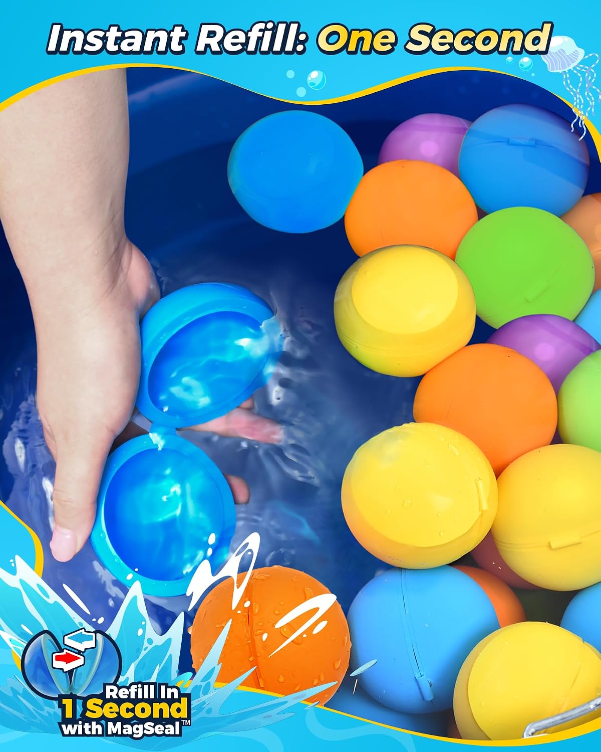 Reusable Water Balloons 12PCS - Summer Water Toys for Pool Beach & Outdoor, Self-Sealing Refillable Water Bombs for Kids Ages 3-14, Magnetic Splash Balls for Kids Fun Games & Activities - Image 3