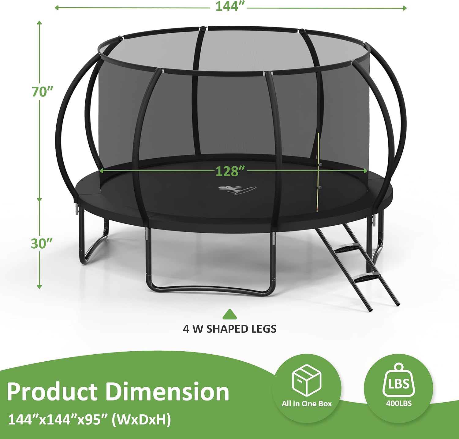 Trampoline Outdoor, 10 FT Trampolines with Enclosure Net and Ladder,Round Recreational Trampoline for Kids and Adults with ASTM Approval, Anti-Rust Coated Frame, Thickened Spring Mat - Image 2