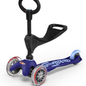 Micro Kickboard | Mini 3-in-1 Deluxe Toddler Scooter for Ages 1–5 | Ride-On with Removable Parent Push Bar | 3 Wheel Lean-to-Steer Design | Adjustable T Bar | Smooth Ride PU Wheels | Swiss Design