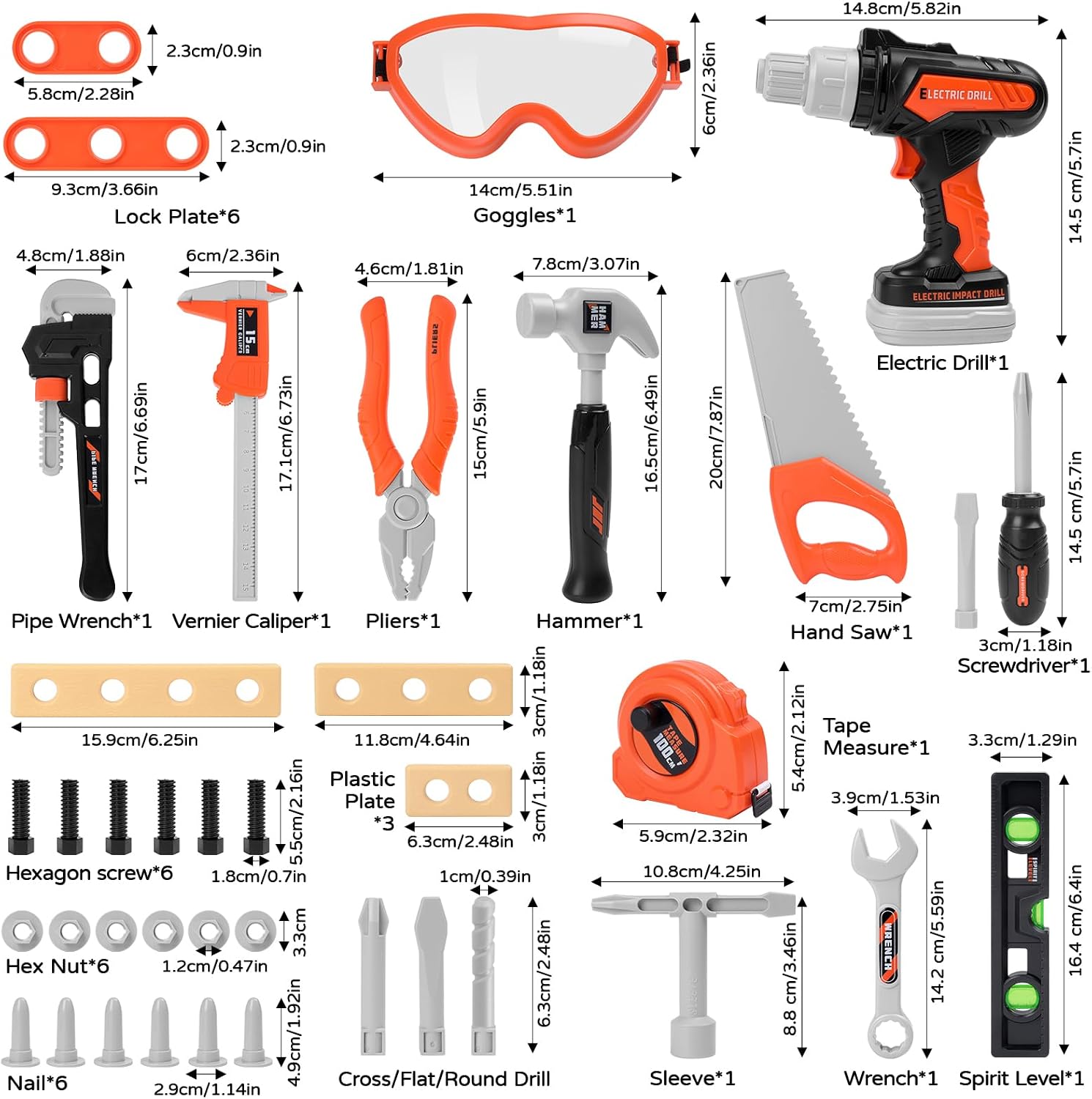 Kids Tool Set with Hard Toolbox, 43 PCS Pretend Play Construction Toys with Battery Powered Toy Drill, Toddler STEM Educational Learning Gifts for Boys & Girls Age 3-8 - Image 3