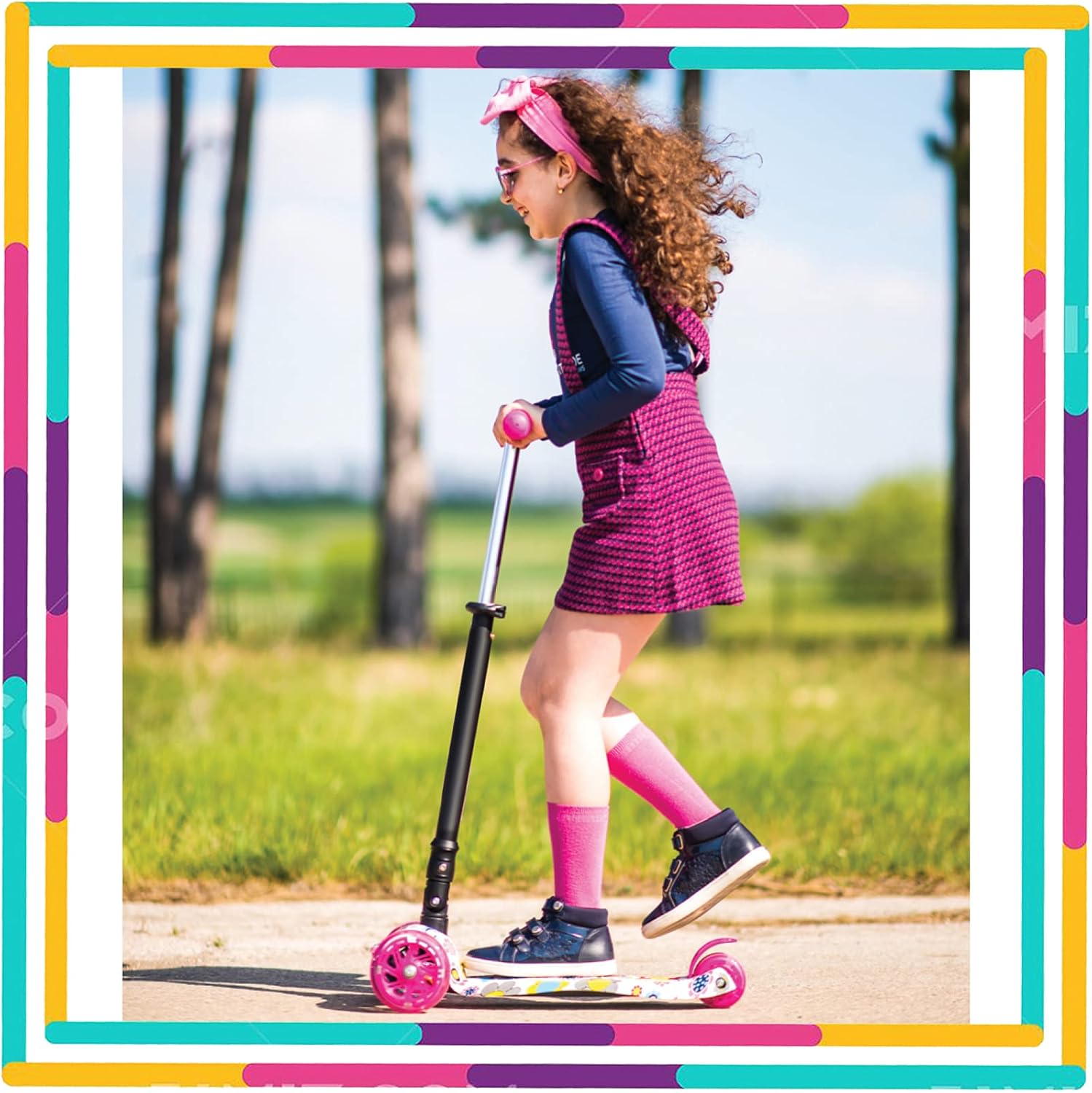Scooters for Kids 3 Wheel Kick Scooter for Toddlers Girls & Boys, 4 Adjustable Height, Lean to Steer, Extra-Wide Deck, Light Up Wheels for Children from 3 to 14 Years Old - Image 5