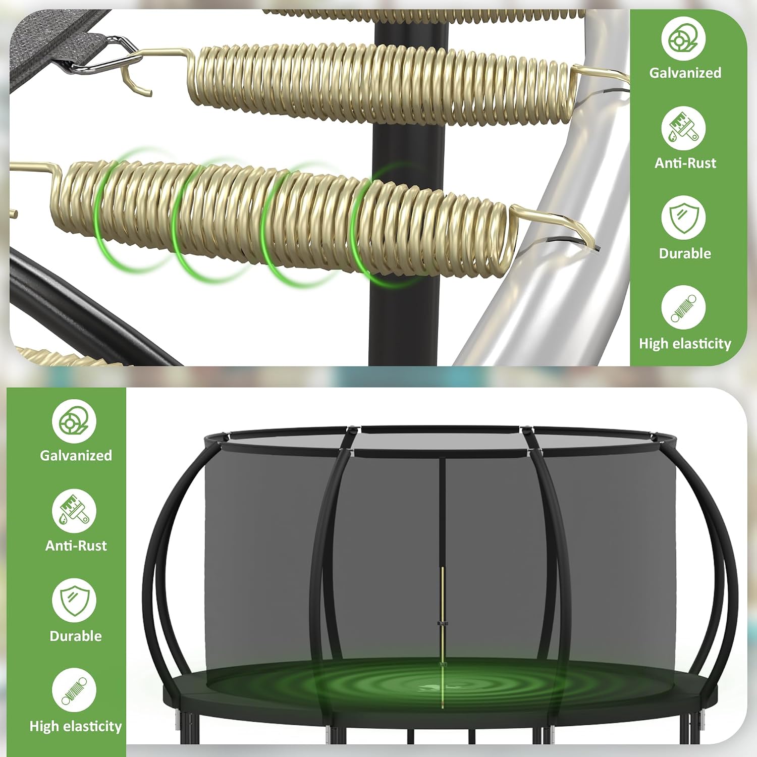 Trampoline Outdoor, 10 FT Trampolines with Enclosure Net and Ladder,Round Recreational Trampoline for Kids and Adults with ASTM Approval, Anti-Rust Coated Frame, Thickened Spring Mat - Image 3