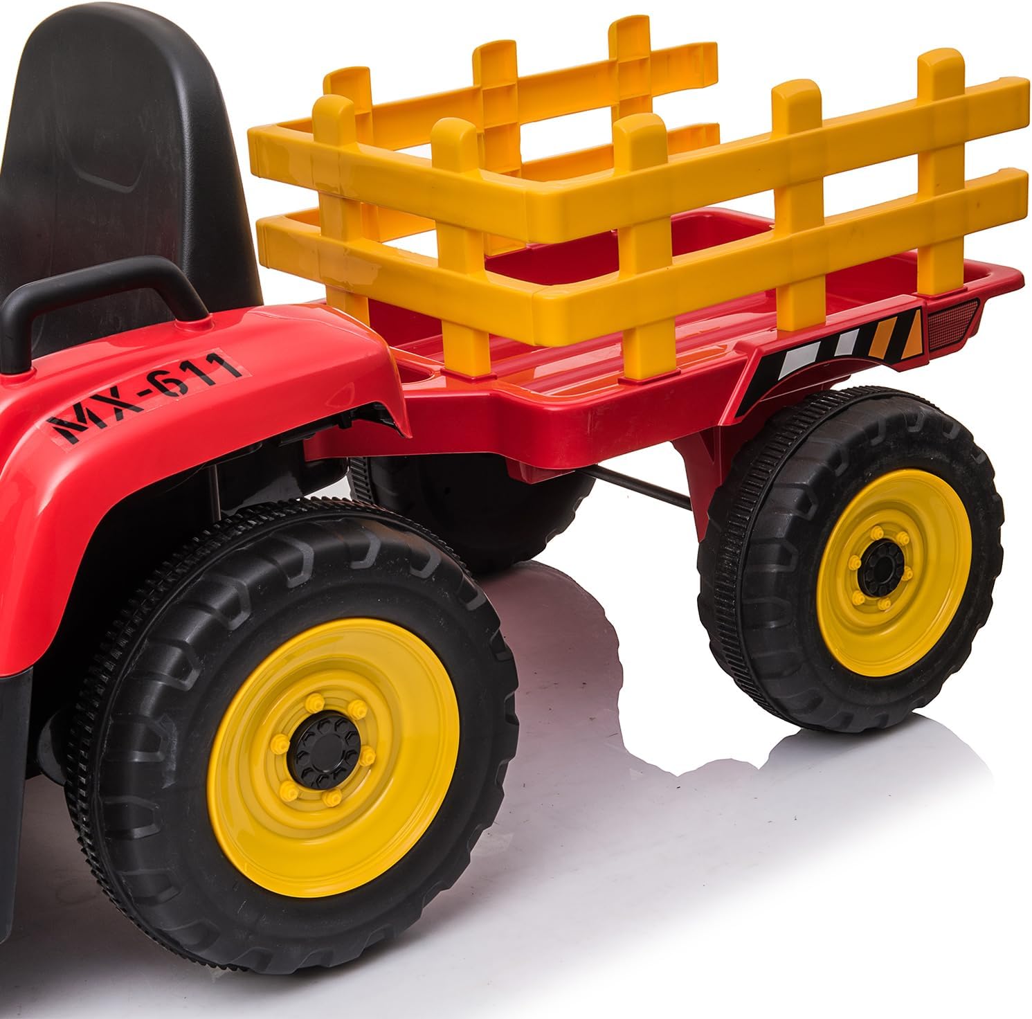 Garvee 12V 4.5Ah Kids Ride on Tractor with Trailer & Remote Control, 5Mph Speed, Toddler Electric Vehicle Car with Headlights,2+1 Gear Shift, Music, USB for 3-6 Years Children, Two 25W Motors, Red - Image 7