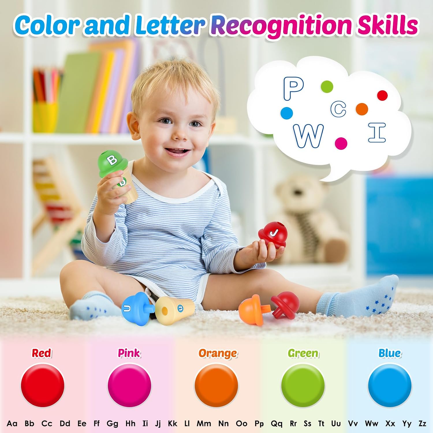 Torlam Alphabet Learning Ice Cream Toy Play Set, Toddler to Little Kid, Letter Matching Toy, 26 Letters Games, 52 Pieces - Image 3