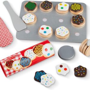Melissa & Doug Slice & Bake Cookie Set with Wooden Play Food, Colorful Toppings & Play Kitchen Accessories, Preschool Learning Toys for Girls & Boys 3+