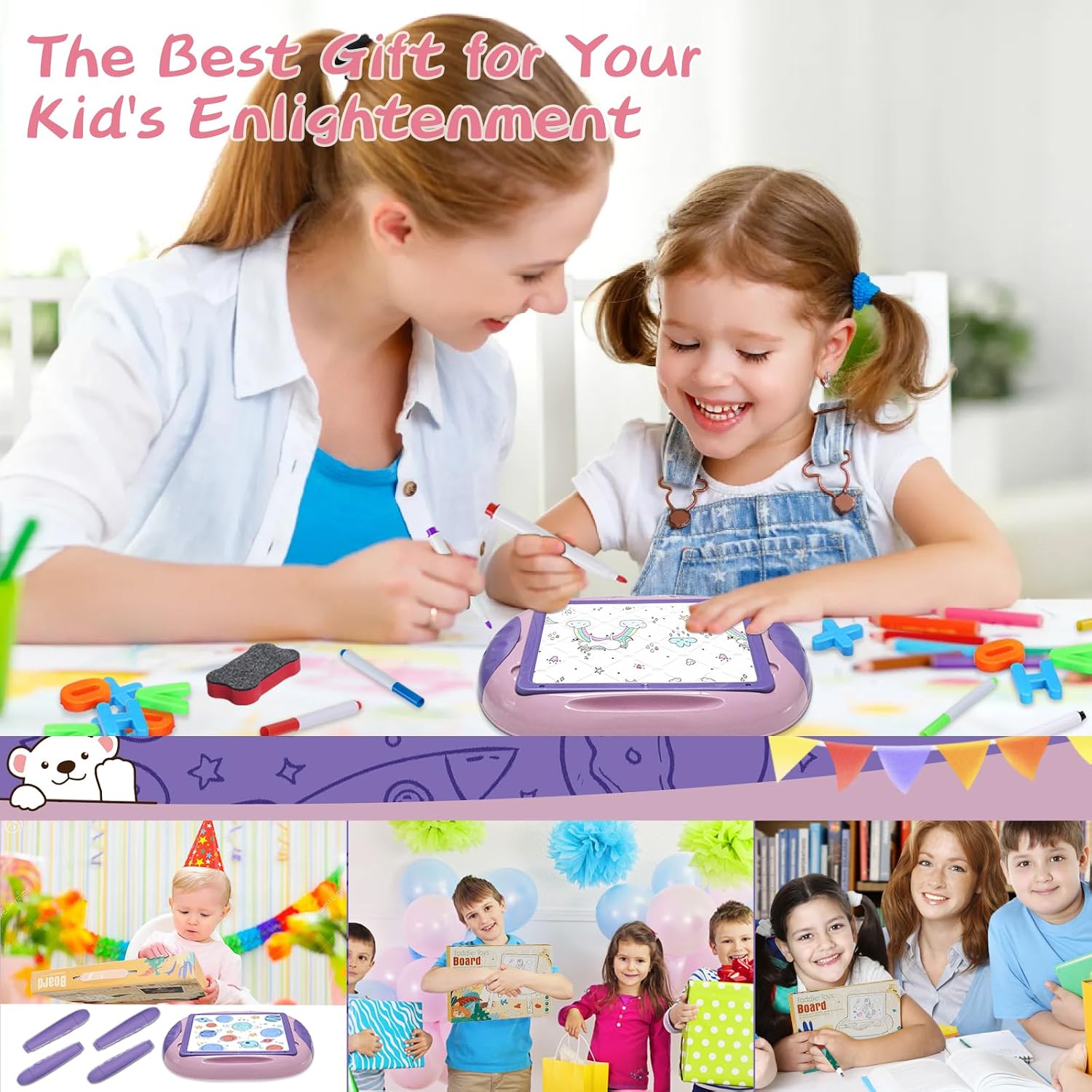 Cokzer Gift for 1-2 Year Old Girls, Toddler Girl Toys with Magnetic Letters and Numbers, Learning and Educational Toys for 1 2 Year Old, Girls Birthday (Unicorn Pink) - Image 7