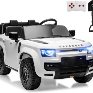 MINIATURE MOTORS 24V Ride on Toys for Big Kids, 2-Seater Toddlers Licensed Electric Car Remote Control, 3.7mph Max Speed, Bluetooth Music, Shovel, Seat Belt, 4-Wheeler Suspension, Boy Girl Gift-White