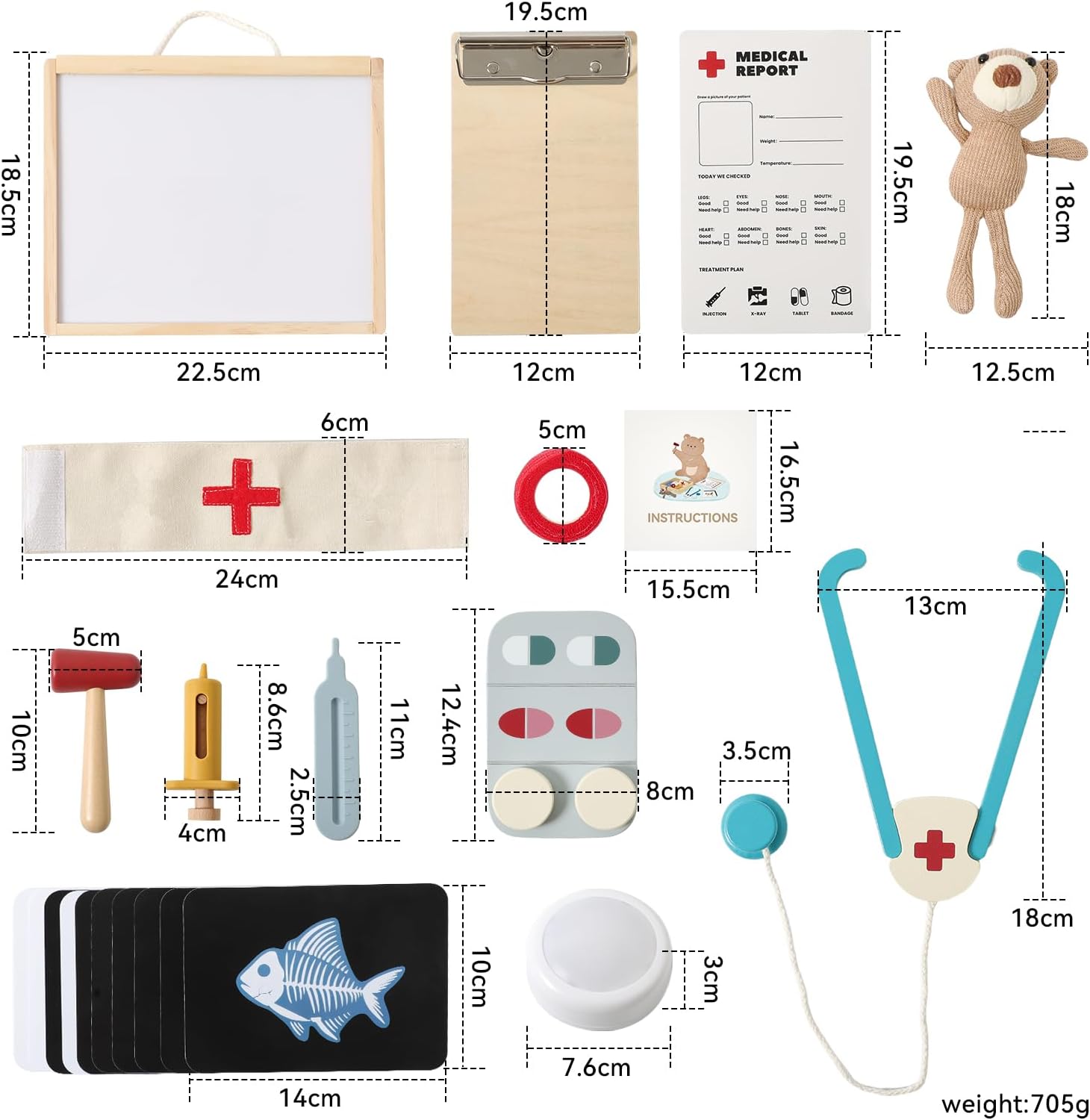 Macabaka Doctor Kit for Toddlers 3-5, Pet Vet Pretend Play Toys for Kids, with X-Ray, Wooden Light Box, Medical Tools, STEM Educational Montessori Toys - Image 4