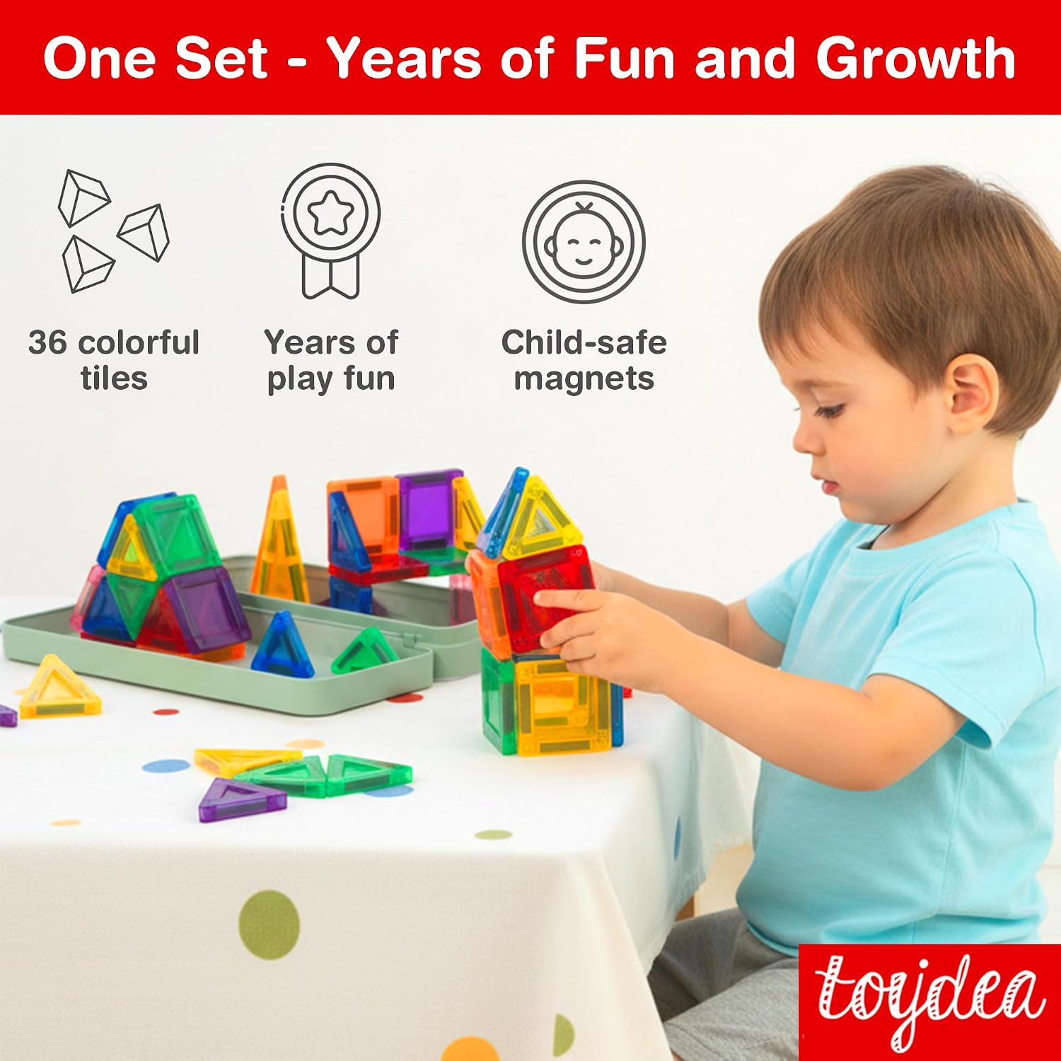 Magnetic Tiles for Kids, 36 PCS Mini Magnetic Building Blocks, STEM Construction Set, Travel Toys for Toddlers Age 3-8 - Image 5