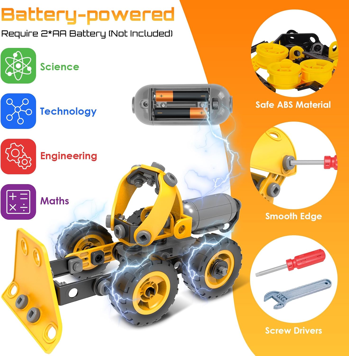 10 in 1 Kids STEM Building Toys, Electric Building Blocks Toys Set for 5 6 7 8+ Year Old Boy, Educational STEM Learning Construction Excavator Kit for Kids Age 4-8 5-7 6-8 8-10 - Image 2