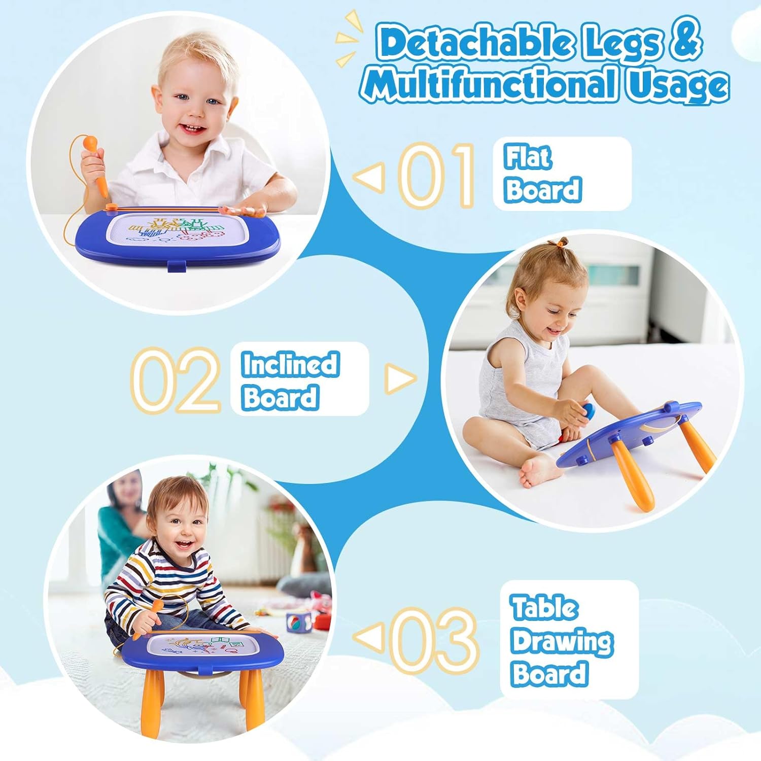 Smasiagon Toddler Toys Magnetic Drawing Board - Doodle Painting Board Pad Educational Learning Toys for 1 2 3 Year Old Boys Girls Christmas Birthday Gifts - Dark Blue - Image 5