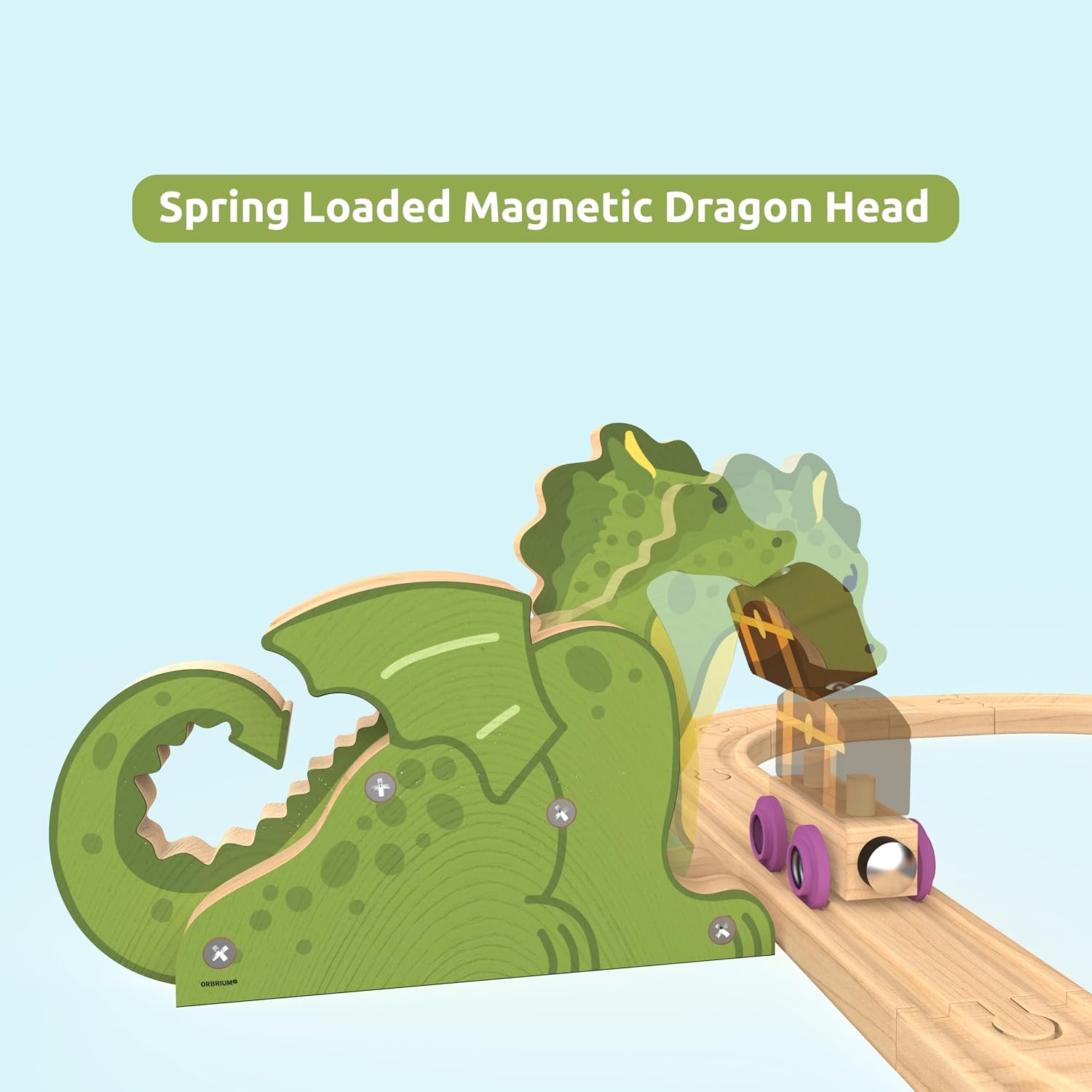 Wooden Train Set 68 PCS Castle Dragon Unicorn Fantasy Kingdom Adventure Playset w/Storage Box Train Toys for Girls Toddlers Grandkids Kids Compatible with Thomas Brio Melissa and Doug - Image 4