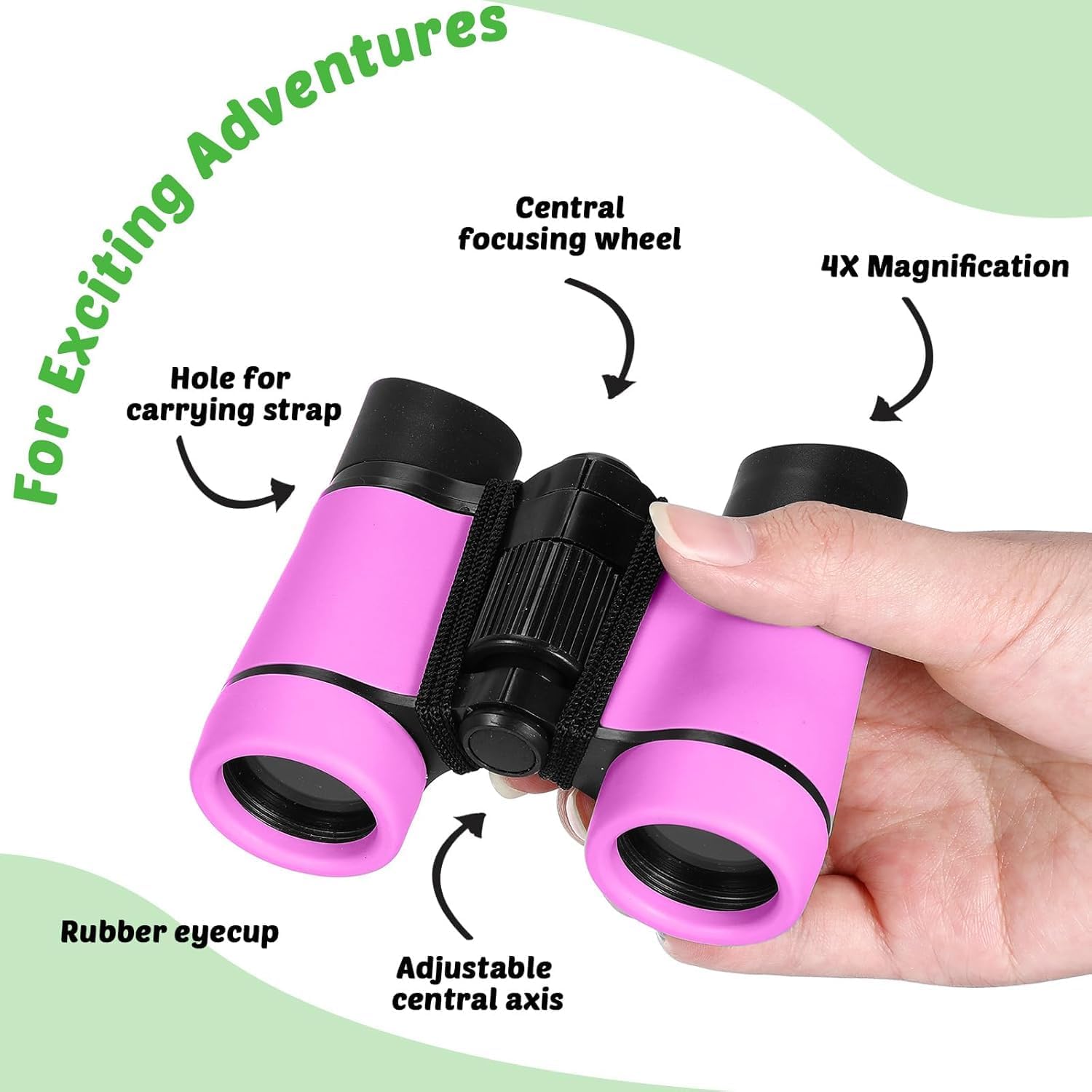 Hiboom 8 Set Kids Binoculars Bulk Shockproof Folding Children Mini Compact Binoculars Compass Magnifying Glass for 3-12 Years Boys Girls Kids Bird Watching Camping Outdoor Play - Image 3