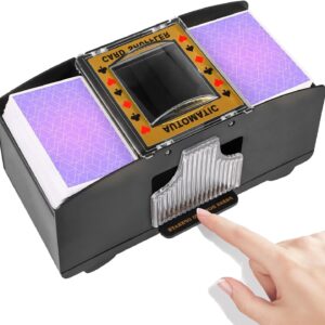 FEIERYA Automatic Card Shuffler 2 Deck,Battery-Operated Electric UNO Poker Shuffler,Playing Card Shuffler for Home Card Game,Travel