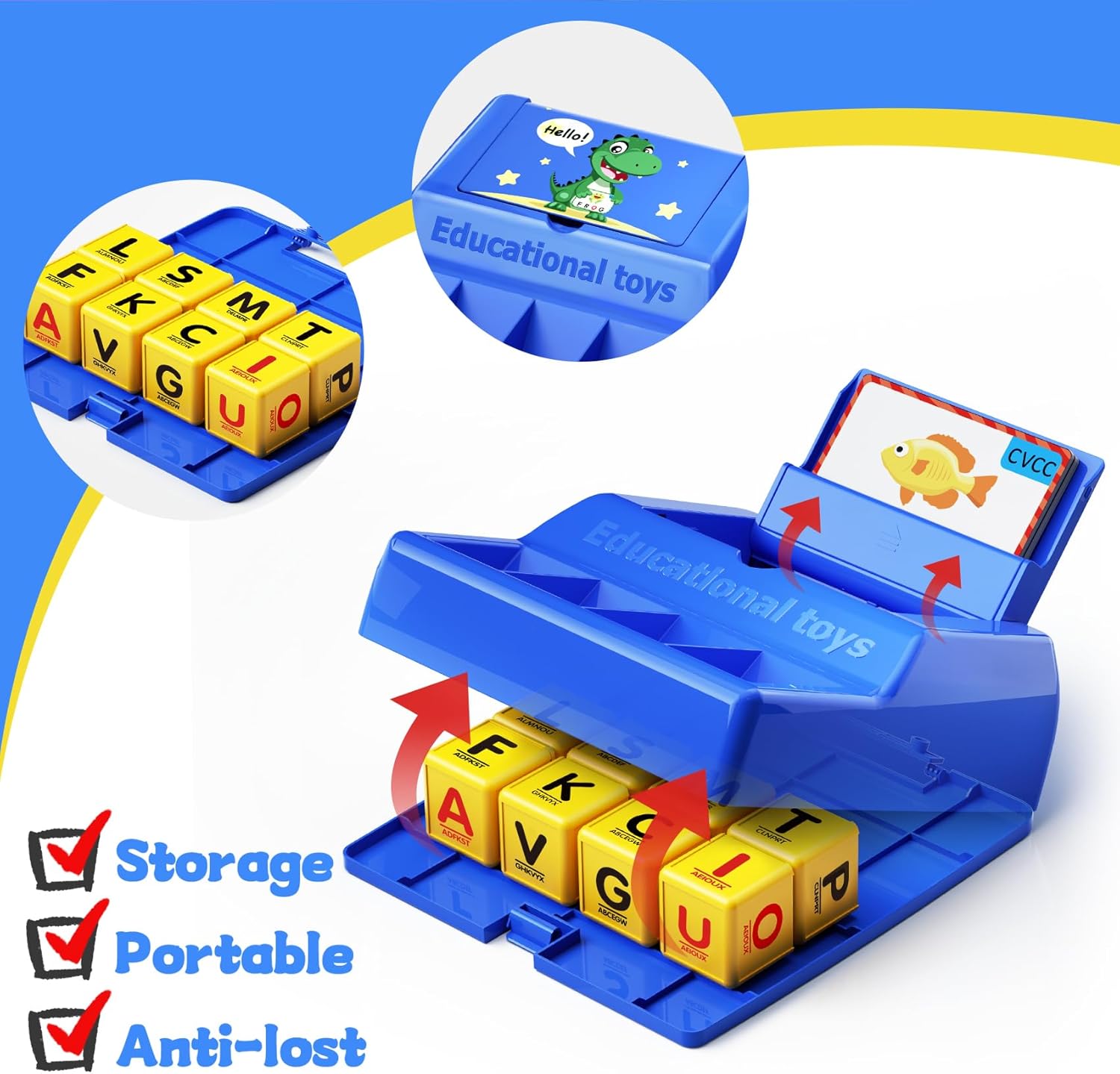 Montessori Matching Letter Game for Kids Ages 3-8 | Educational Learning Spelling Toys with Storage Function | Christmas Birthday Gifts for 3 4 5 6 Year Old Boys & Girls | Larger Blue (50% Bigger) - Image 5