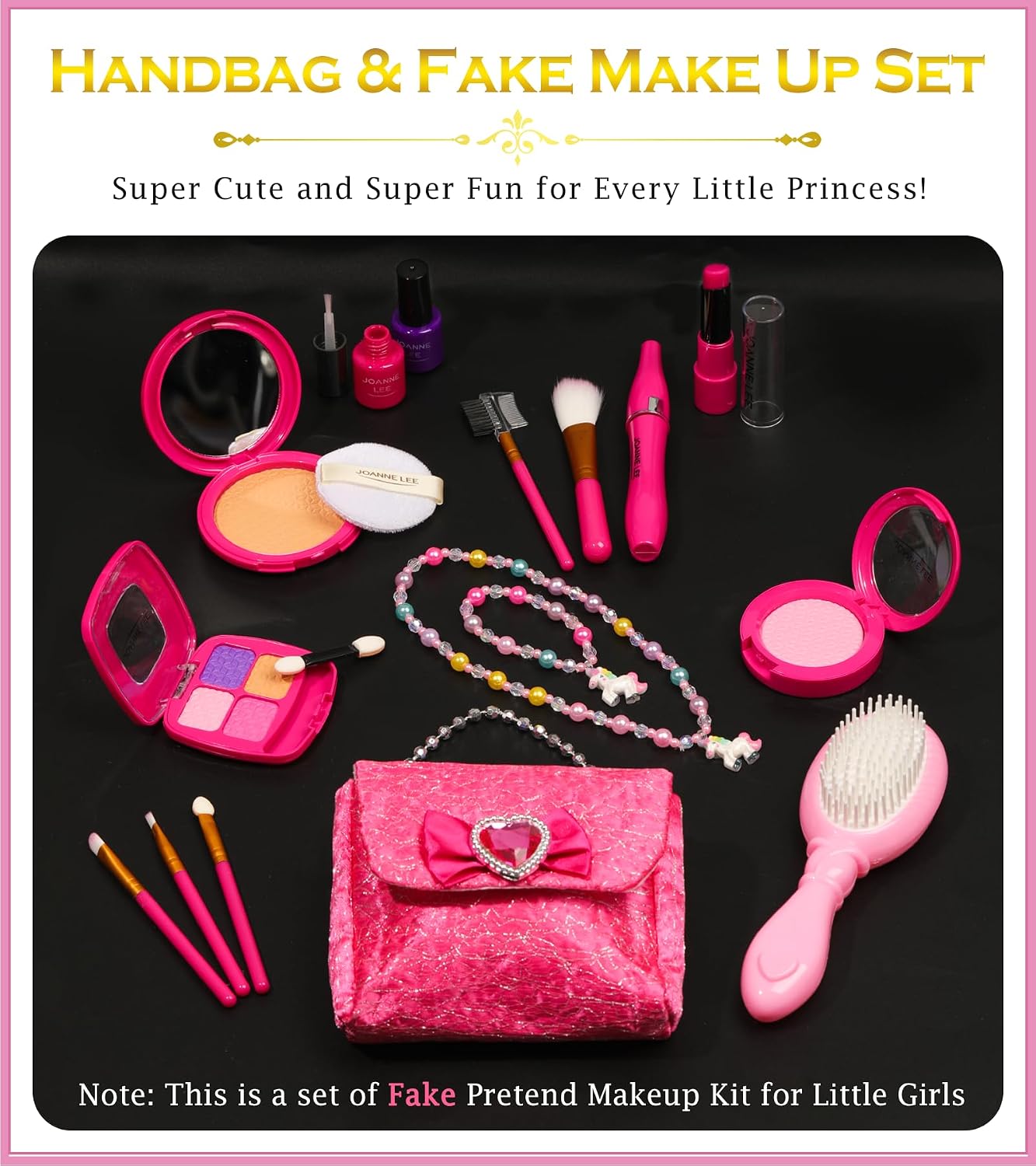Kids Makeup Kit - Princess Dress Up Shoes, Crowns & Handbag - Pretend Play Fake Makeup Set for Girls, Ages 3-6 - Image 4
