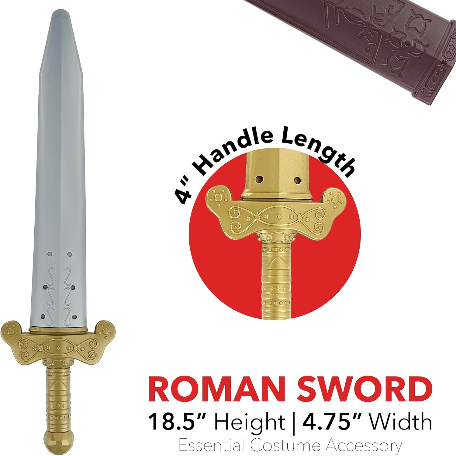 GiftExpress 19" Plastic Roman Toy Sword with Sheath – Pretend Play Dagger Nordic for Knight, Viking, and Roman Warrior Costumes - Image 4
