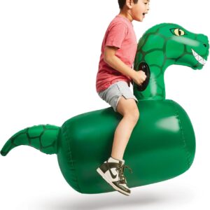 Hearthsong Hop N Go Inflatable Dino Riding Bouncy Hopping Toys for Kids Ages 5+ – Ride On Bouncer Animal Hopper Jumping Toys for Outdoor Games
