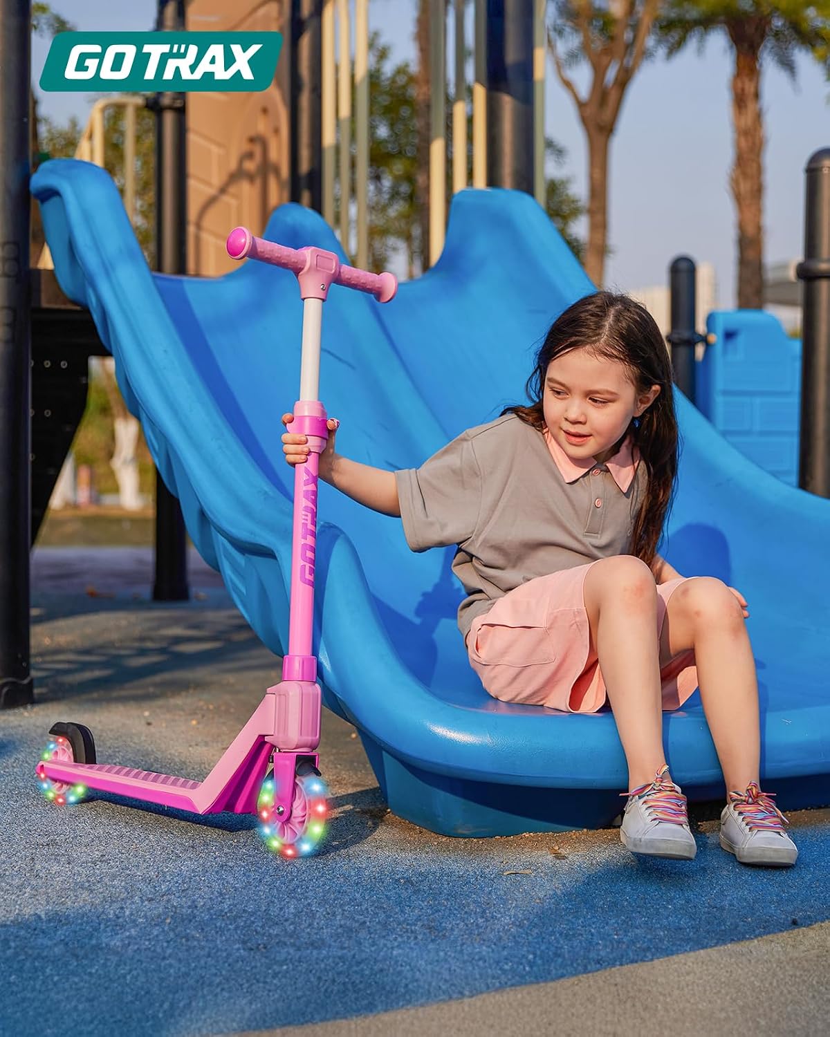 Gotrax K03 Kick Scooter for Kids, 5" LED Lighted Wheels and Adjustable Handlebars, Lightweight Design and Anti-Slip Deck, Max Load 110 Lbs, Kids Scooter for Boys & Girls Ages 3+, Pink - Image 8
