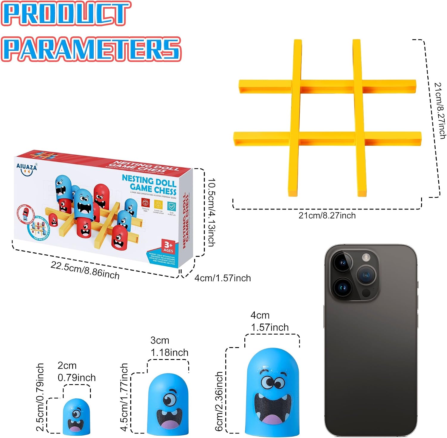 AIUAZA Tic Tac Toe Strategic Board Game for Kids and Family,Party Tabletop Games, Strategy Head to Head Games,Friendly Educational Board Game, Suitable Party 2 Players Toys (1PC) - Image 6