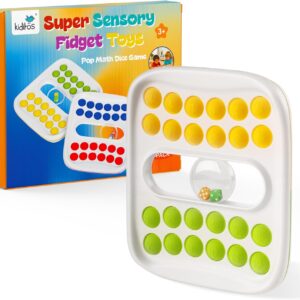 Kiditos Pop Math Game for Kids Ages 4–8, Fidget Math Board Game with Built-in Dice, Addition & Subtraction Learning Toy, Sensory STEM Toy for Classroom, Homeschool & Travel