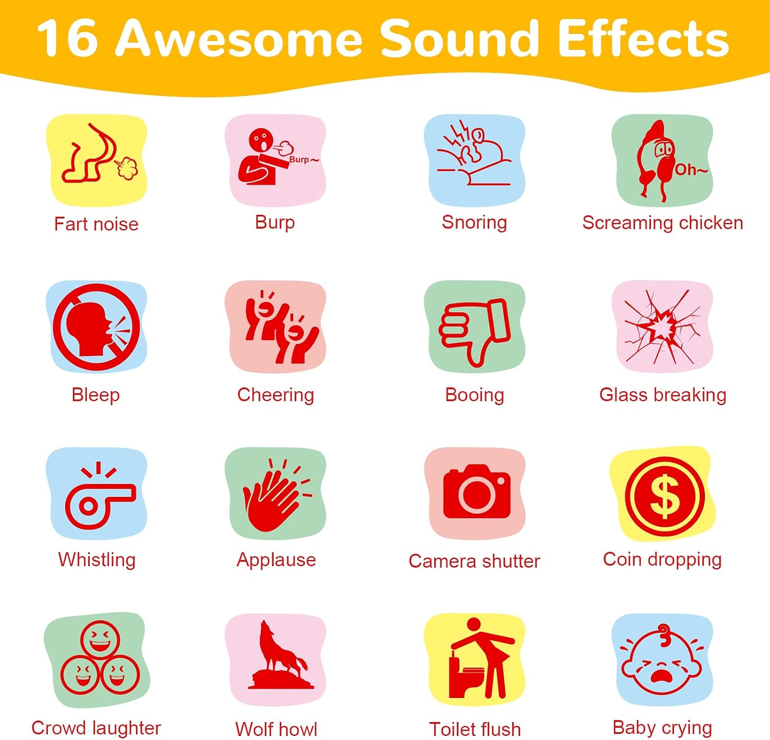 Sound Effects Machine, 16 Hilarious Sounds Toys for Kids Ages 8-13, Fart Prank Stuff, Practical Joke Gift for Teen Boys, Cool Gadgets Birthday Gift for Boys 6 7 8 9 Year Old, Adjustable Volume - Image 2