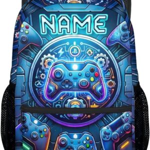 Personalized Backpack for Boys Gaming School Bag for Kids Teens Gamer – 17 Inch Large Capacity Custom Name Bookbag with Video Game for Elementary Middle School