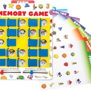 Melissa & Doug Flip-to-Win Portable Wooden Travel Game Board with 25 Flaps & 7 Double-Sided Memory Game Cards—Animals, Colors, Fruits, Shapes & Much More—Preschool Toys for Kids Ages 5+
