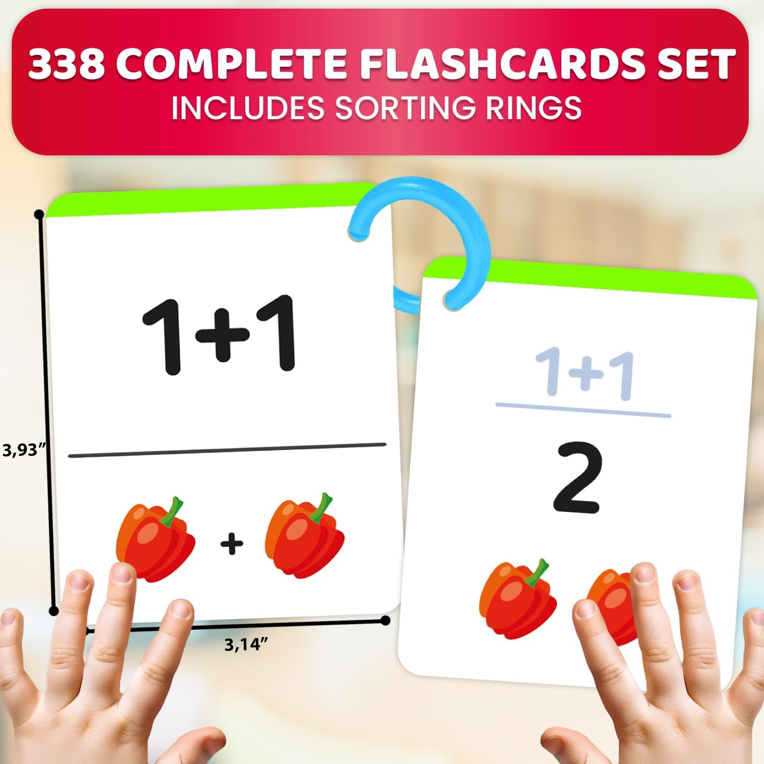 QUOKKA Addition & Subtraction Flash Cards Set for Kids Ages 4-8 – 338 Jumbo Math Flash Cards with Visual Aids, Sorting Rings & Reference Cards – Math Games for Kids 1st to 3rd Grade Classroom & Home - Image 2