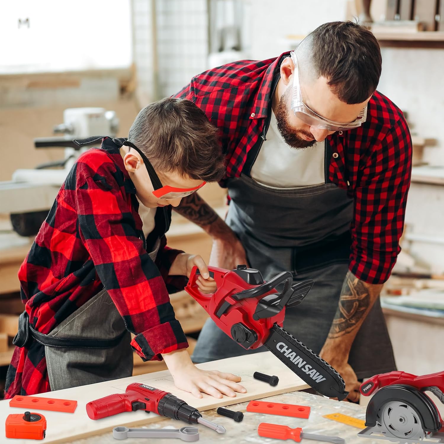 Vextronic Kids Tool Set 36 PCS with Toy Chainsaw Electronic Toy Drill with Sound and Light, Pretend Play Kids Tool Box Construction Toy, Great Toy Tool Set for Toddlers Boys Girls Ages 3+ - Image 2