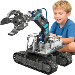 SMILESSKIDDO Science Kits for Kids Age 8-12 – 137 Pcs STEM Toys for Ages 8-13 with Hydraulic Grab, Teen Boys Gift Ideas Crane Toy, Teenage Engineering Kit Construction Vehicle Toys