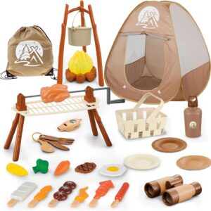 Kids Camping Set with Pop Up Tent – Lightweight Waterproof Kids Camping Toys Kit for Baby Boys Girls Toddlers Children Christmas Birthday Gifts Toys for 3 4 5 6 7 Year Old (AMA005-1-1)