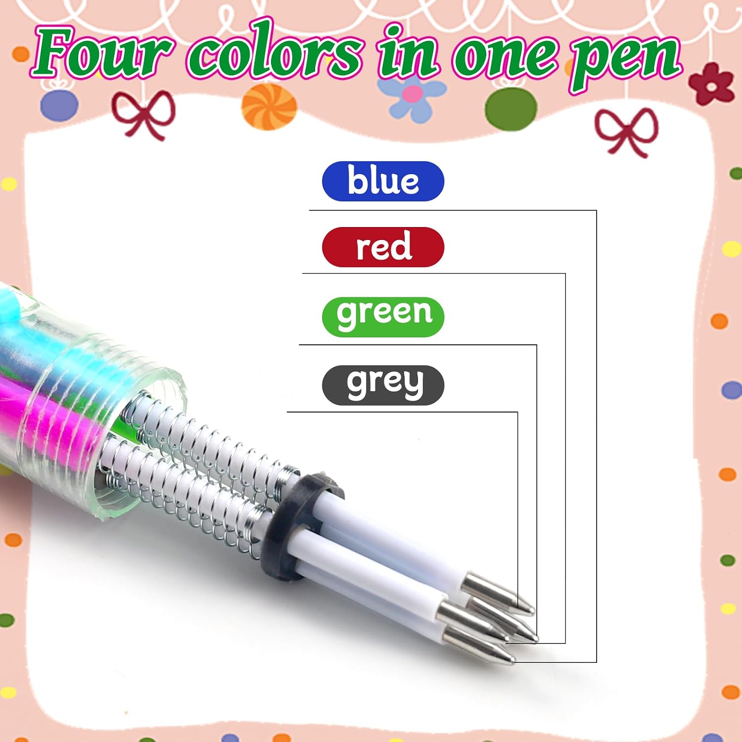 CZWZ 30 Set Cute Multicolor Pens in One 4-in-1 Fun Pens Bulk with 30 Gift Cards for Kindergarten Party End of Year Student Gift Bulk Office School Exchange Gifts - Image 3