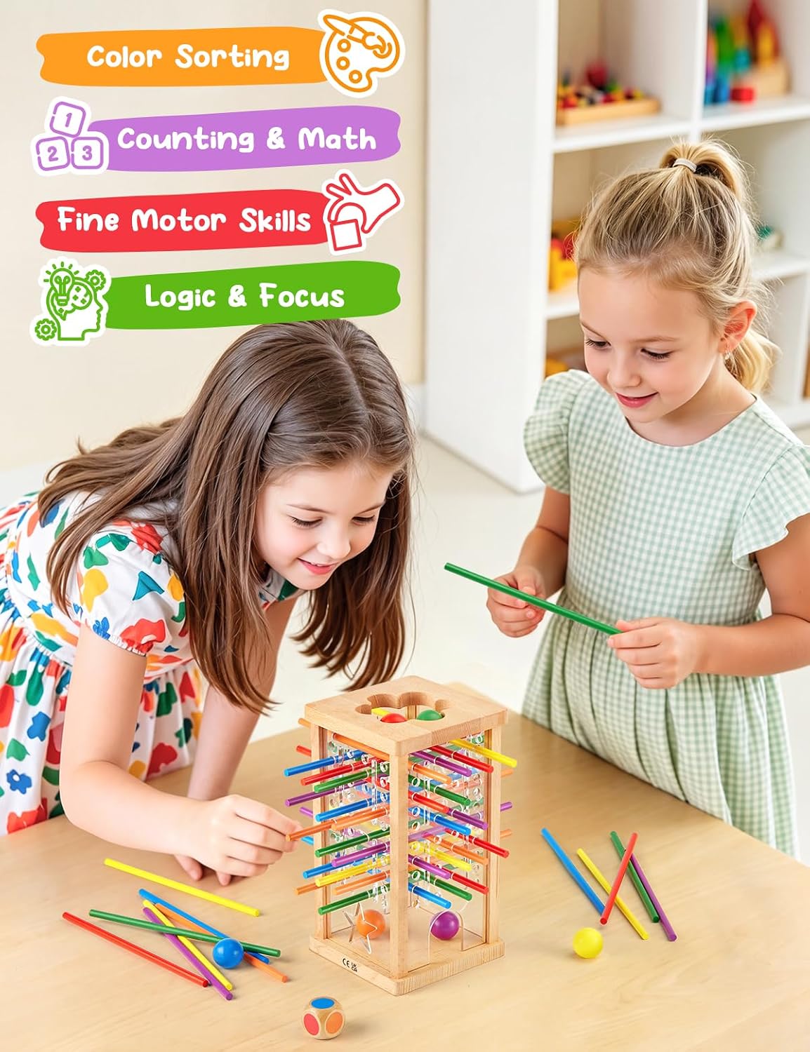 Montessori Wooden Board Game for Kids 4-6,Math Educational, Fine Motor Skills Toy for 3+ Year Olds Girls Boys, Classic Table Game for Family Night Gift for Boys and Girls - Image 5