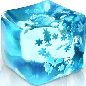Stress Balls Ice Cube with Snowflakes Inside for Your Best Mellow and Chill, Snow Pieces Silent Nice Square Shape Anxiety Sensory Squishy Fidget Toy Slow Rise, Classroom Prizes, Calming Kids Adults