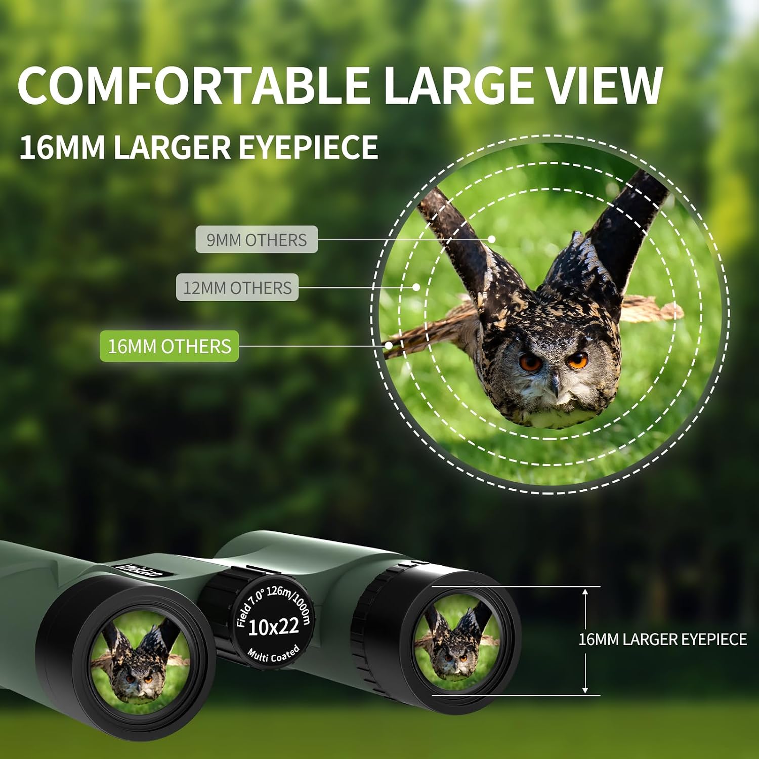 10x22 Compact Binoculars for Adults and Kids, Lightweight Pocket Binocular with 10mm Large Eyepiece & BAK4 Prism, Low Light Vision for Bird Watching, Travel, Hunting - Image 4