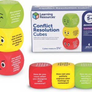 Learning Resources Conflict Resolution Cubes – Conversation Starter Cubes, Therapy Games for Kids, Social Skills Cards, Social Emotional Learning Games, Table Questions for Family Dinner