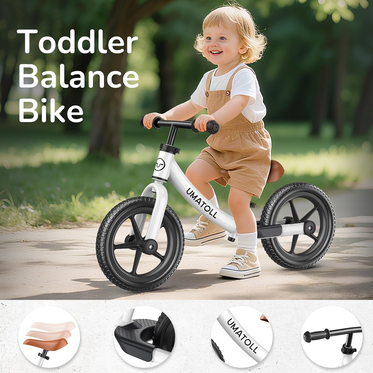 Umatoll Toddler Balance Bike 2 Year Old, Kids Bike Toy for 18 Months to 5 Years Old, Tool-Free Adjustment, Birthday Gifts for 2-3 Boys Girls, No Pedal - Image 7