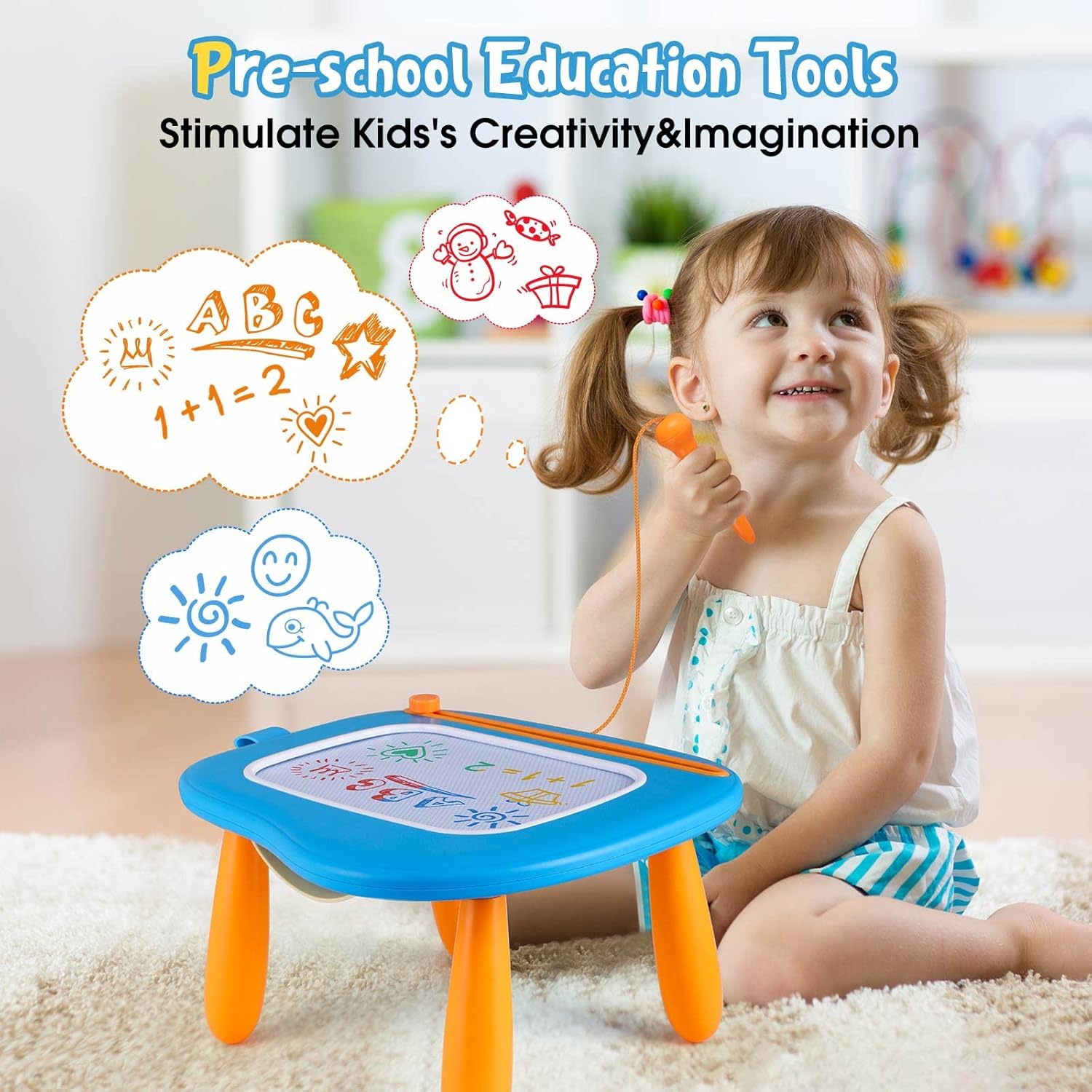 Smasiagon Magnetic Drawing Board for Kids - Toddler Toys for Age 1-2 Boys Girls - Educational Learning Toys for 1 2 3 Year Old Baby Birthday Gifts (Blue) - Image 7