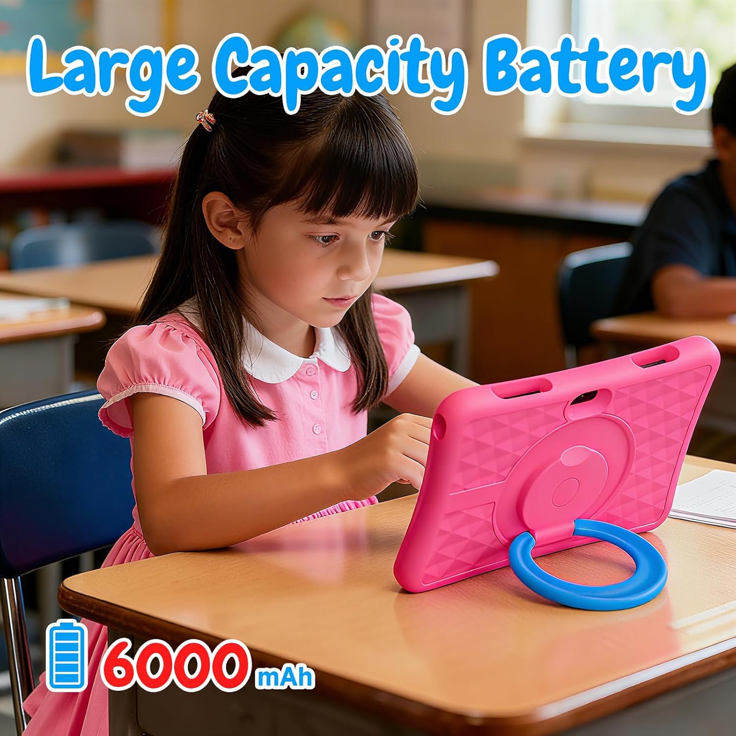 ZZB Kids Tablet 10 Inch, Android 15.0, 8GB (3+5 Extended) RAM, 32GB ROM (Expandable to 1TB), Dual Camera, 6000mAh, Preloaded with Kid-Friendly Apps, Tablet with Case,Android Tablets for Kids (Pink) - Image 5
