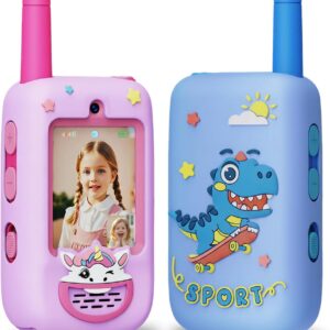 Video Walkie Talkies for Kids, 2 Pack with HD Camera, Long Range Two Way Radio with 4 Voice Effects, Christmas Birthday Gifts for Boys and Girls 3 4 5 6 7 8 9 Year Olds