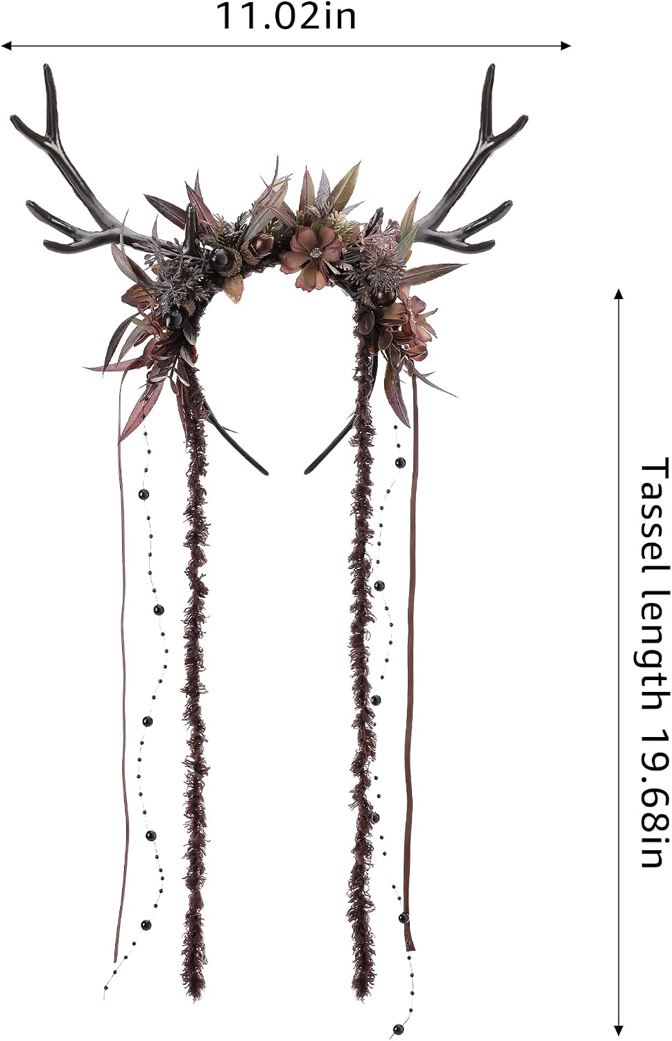 MOSTORY Flower Reindeer Headband for Women - Floral Antler Headpiece Woodland Deer Horns Hairband for Renaissance Cosplay - Image 9