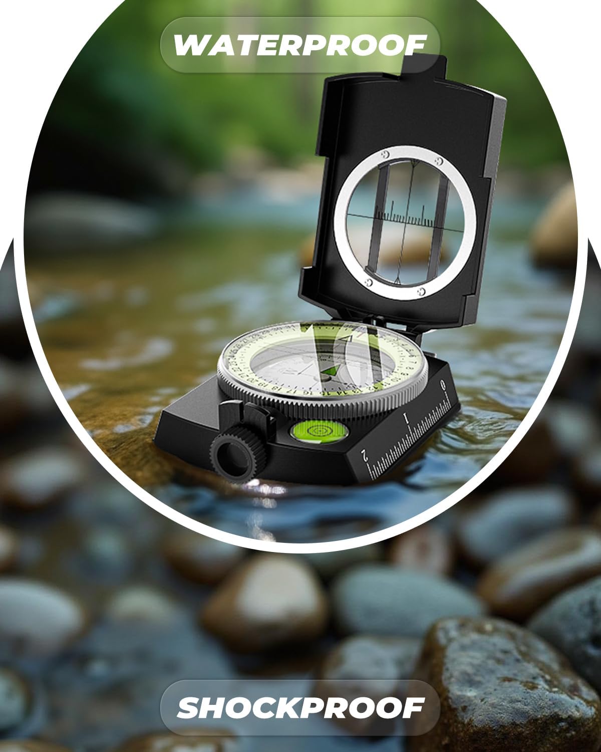 Sportneer Compass: Accurate Durable Lightweight Orienteering Compass with Strap and Carrying Case, Glow in The Dark Waterproof Hiking Essentials for Camping Backpacking, Best Survival Gifts for Kids - Image 5