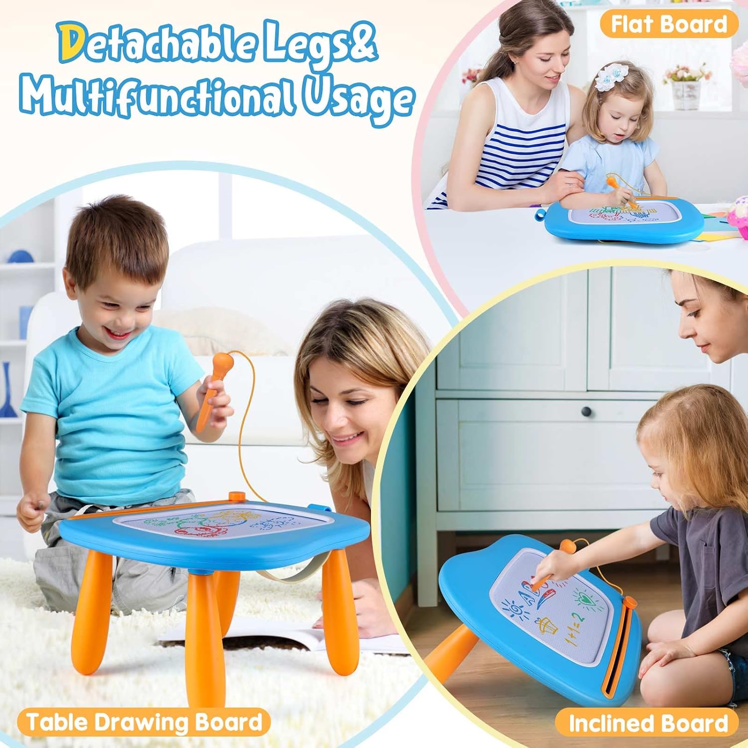 Smasiagon Magnetic Drawing Board for Kids - Toddler Toys for Age 1-2 Boys Girls - Educational Learning Toys for 1 2 3 Year Old Baby Birthday Gifts (Blue) - Image 8