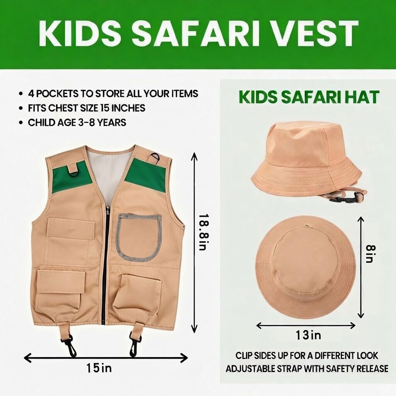 Kids Explorer Kit & Bug Catcher Kit, 23 Pcs Outdoor Adventure Set with Vest & Hat, Binoculars, 12 Insect Figures,Camping Hiking Toys Gift for Boys Girls Age 3-8 - Image 3