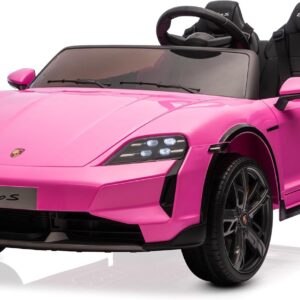 Kidzone 2 Seater Ride on Car for Kids Ages 37-96 Months, 12V Battery Powered Electric Sports Car Toy with Parent Remote Control, LED Headlights, FM & Bluetooth, Dual Driving Modes, Pink