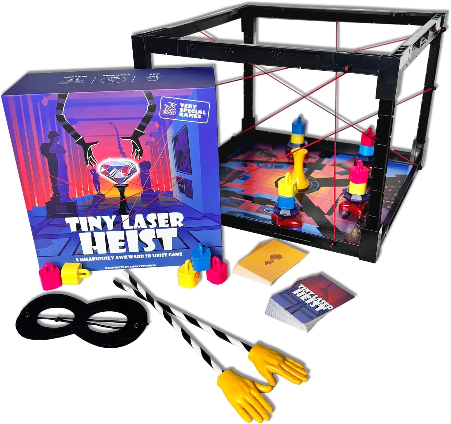 Tiny Laser Heist – Hilarious 3D Heist Game, Outsmart & Negotiate for the Loot, Fun Cooperative Board Game for Ages 12+, Perfect for Game Nights & Parties, 3-6 Players