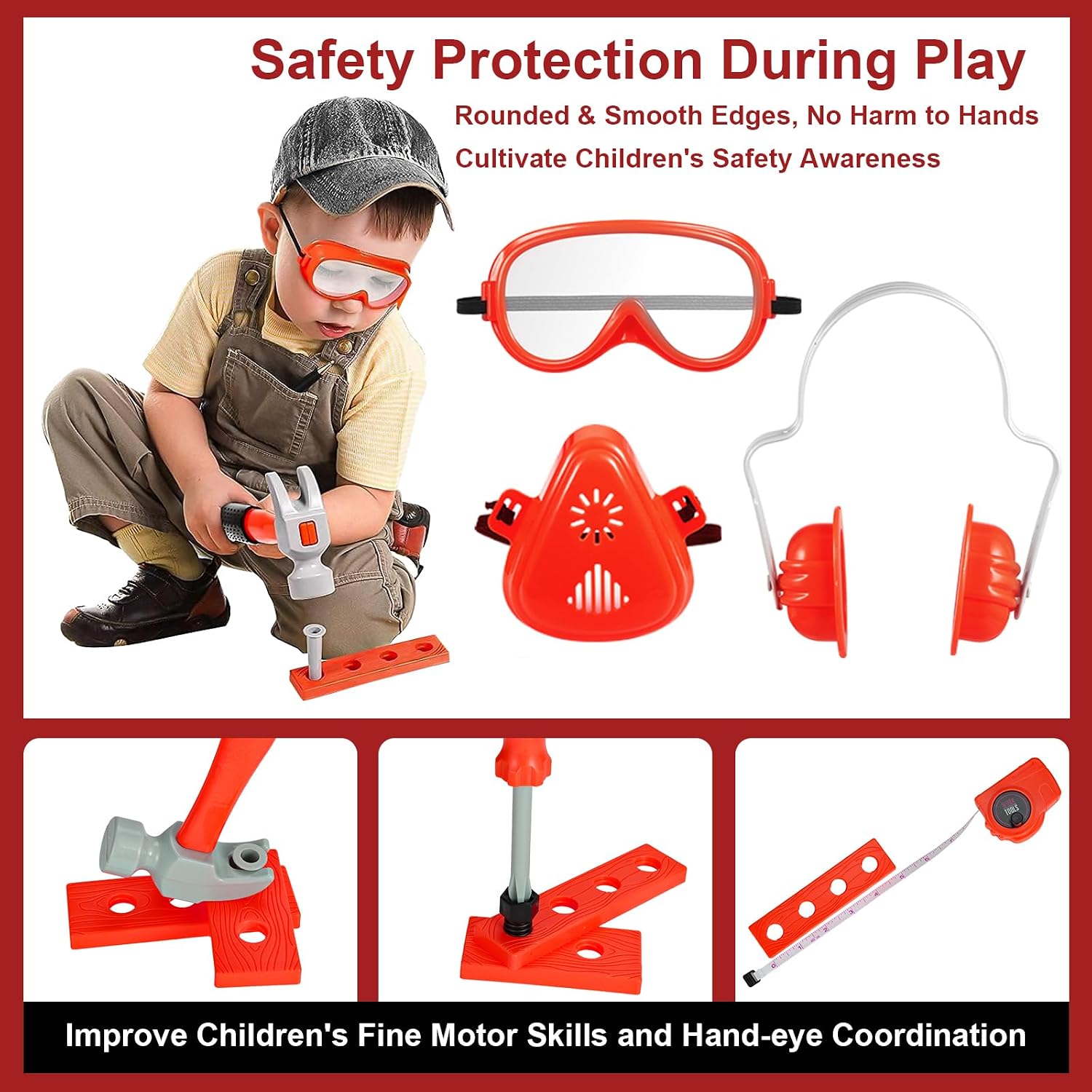 Vextronic Kids Tool Set 36 PCS with Toy Chainsaw Electronic Toy Drill with Sound and Light, Pretend Play Kids Tool Box Construction Toy, Great Toy Tool Set for Toddlers Boys Girls Ages 3+ - Image 5